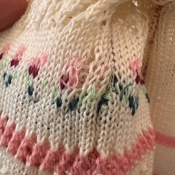 Vintage Ricki Knit Pointelle Tulip Cottagecore Coquette Pink Sweater Sz Medium - Picture 9 of 10